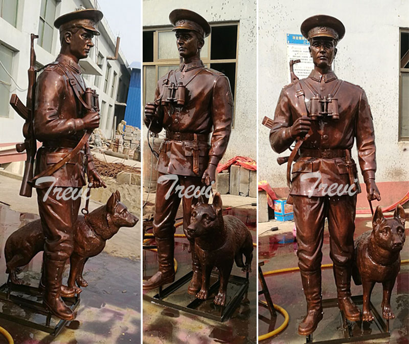 Custom made life size military soldier and dog memorial statues designs