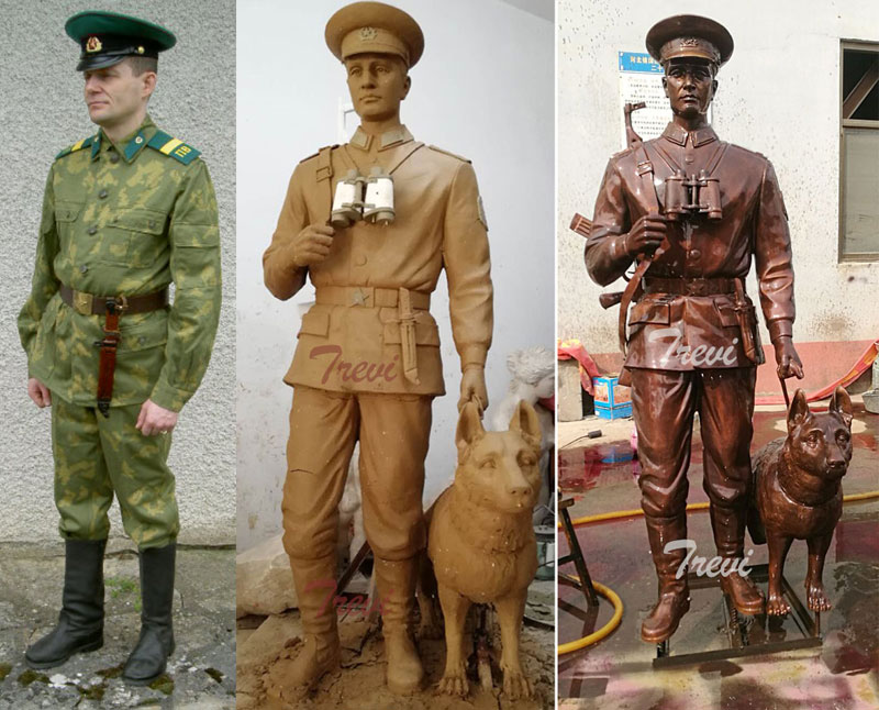 How to custom made life size military soldier and dog memorial statues