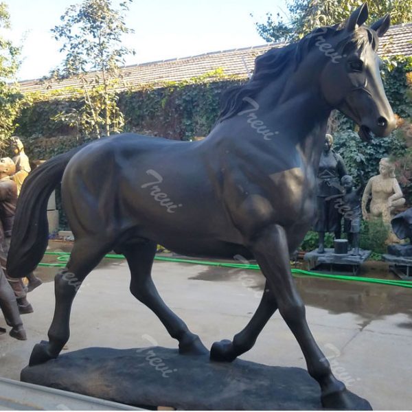 Custom life size black standing horse personalized pet bronze statues BOKK-246