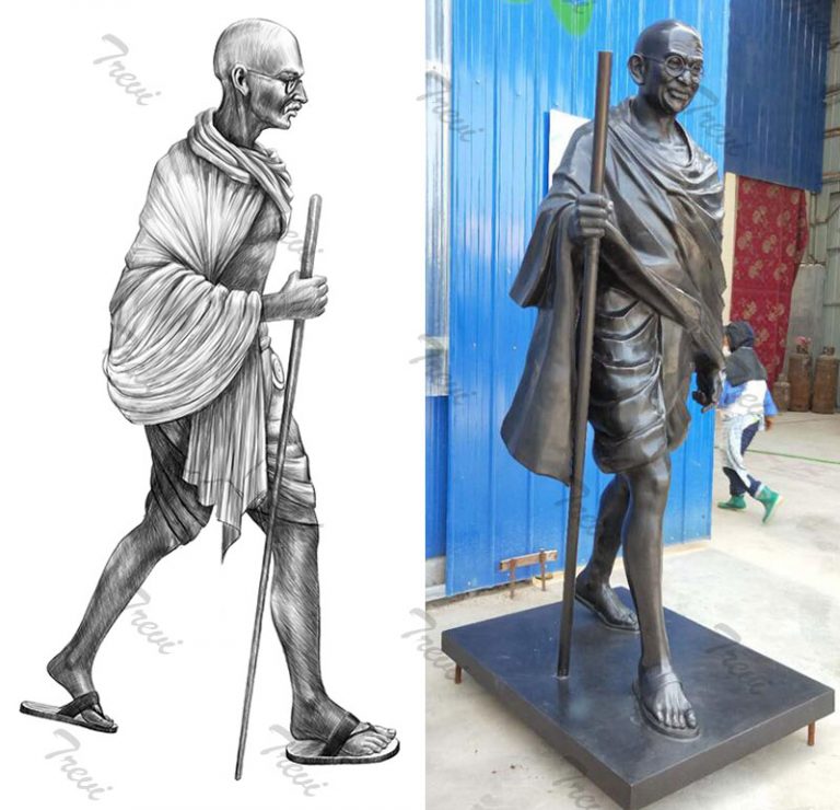 Custom made bronze sculpture of gandhi from photo costs BOKK510custom
